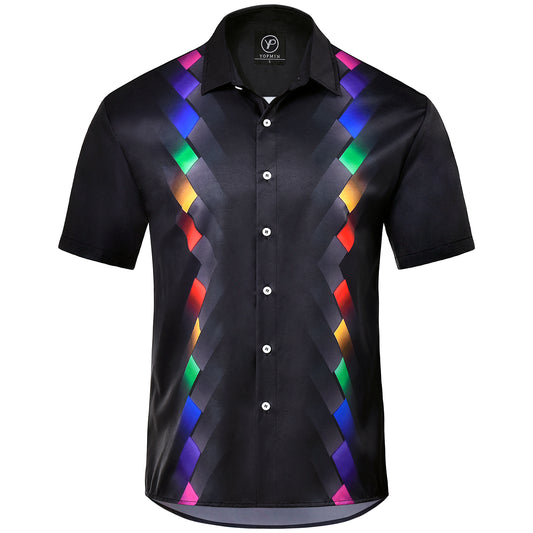 Geometric Print Men's Pocket Short Sleeve Shirts