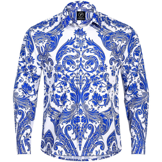 Floral Men's Pocket Long Sleeve Shirts