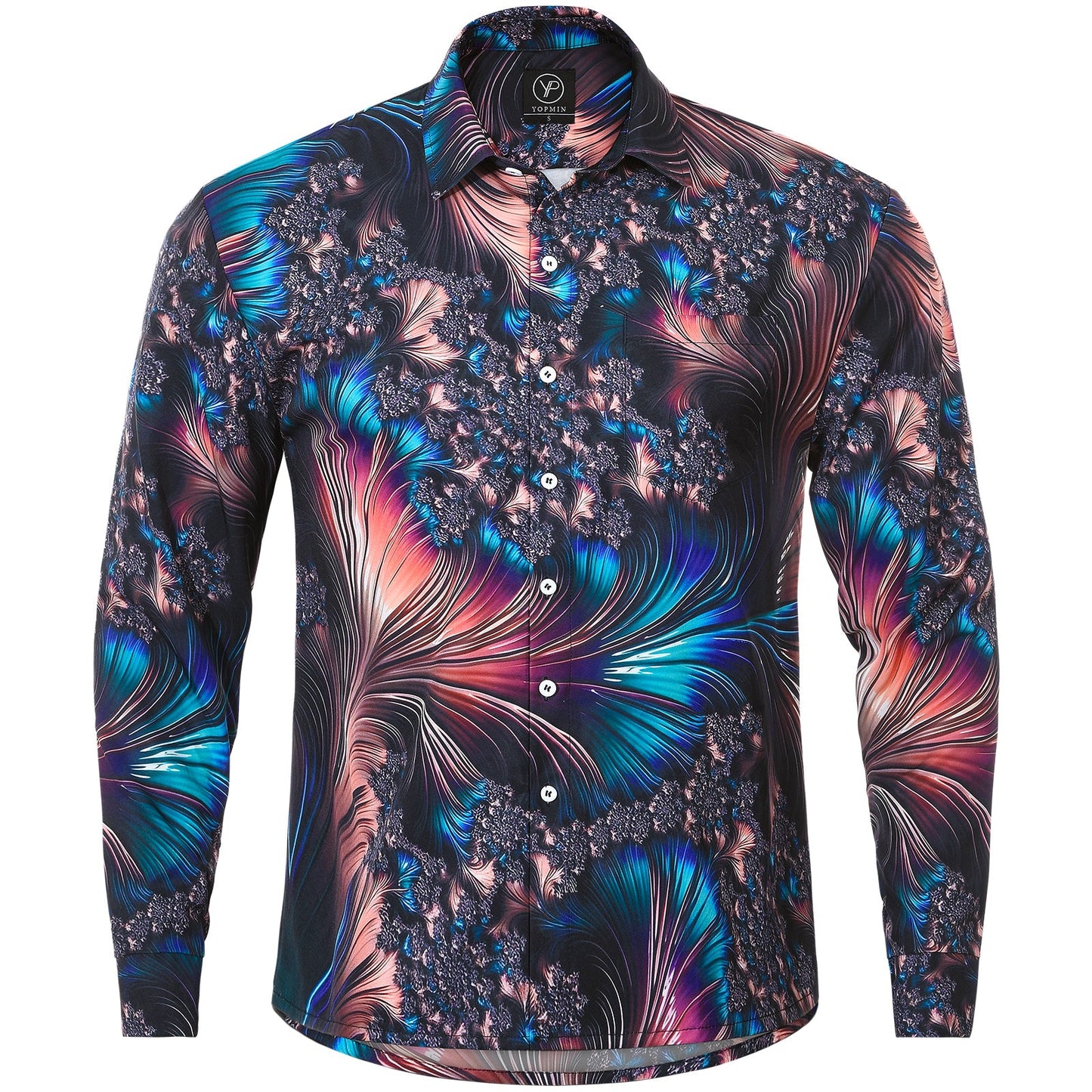 Abstract Men's Pocket Long Sleeve Shirts