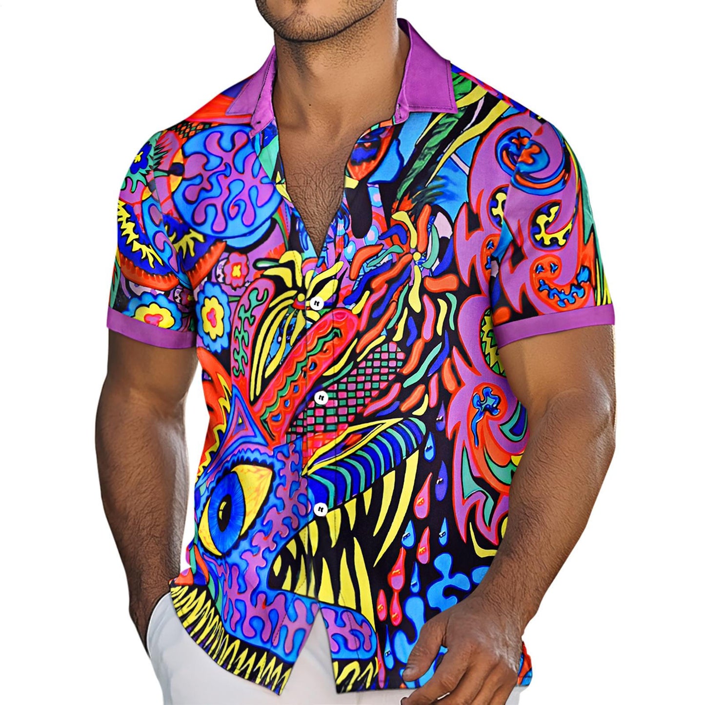 Abstract Short Sleeve Hawaiian Shirt