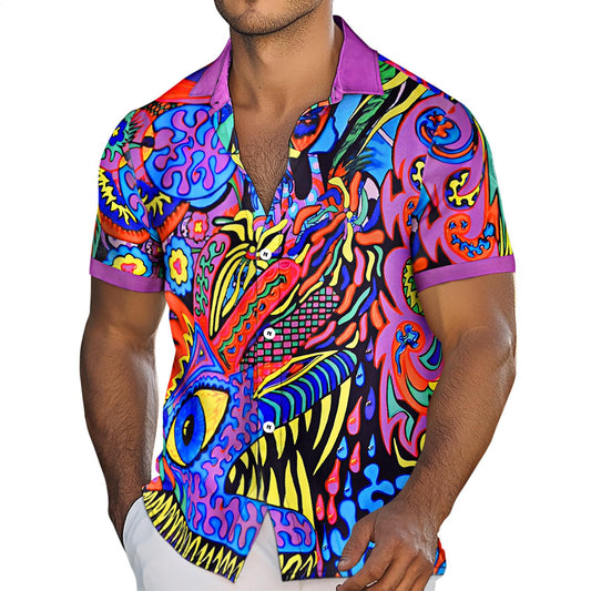 Abstract Short Sleeve Hawaiian Shirt