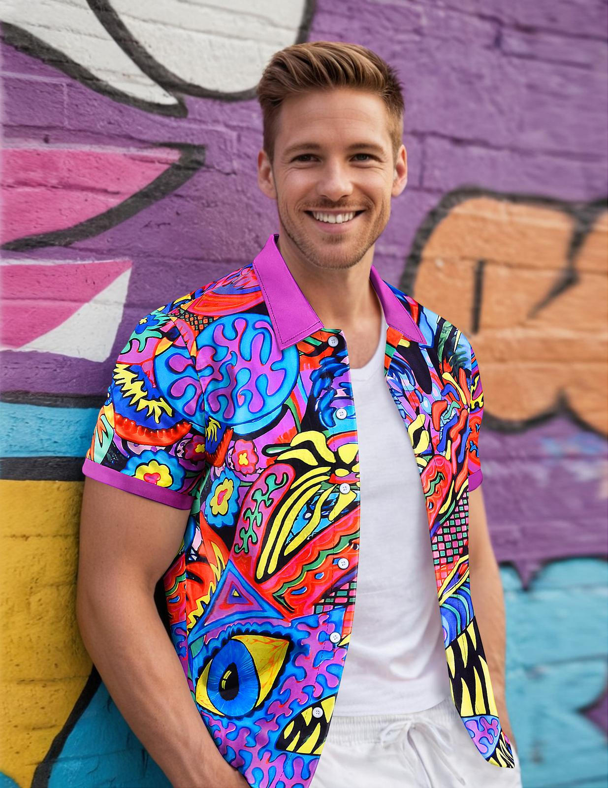 Abstract Short Sleeve Hawaiian Shirt