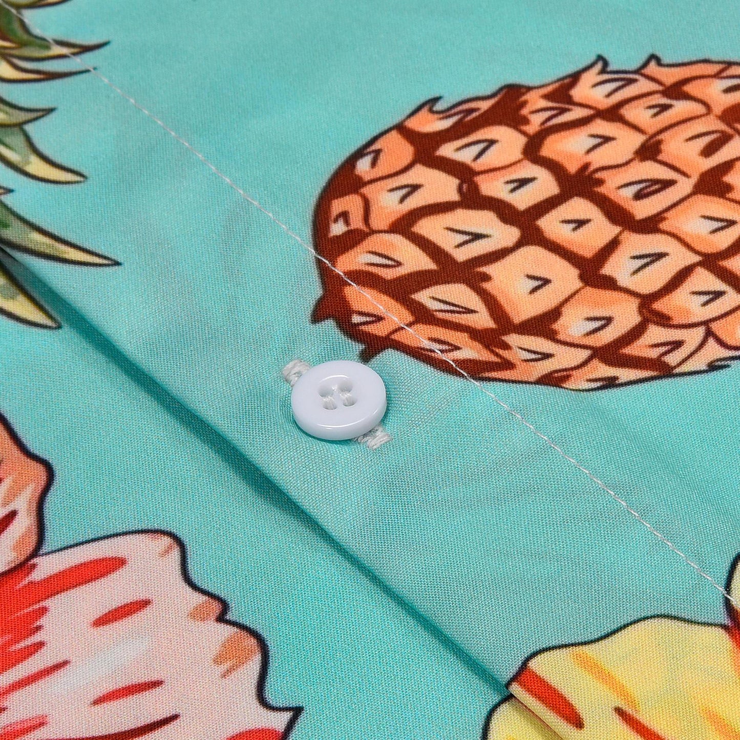 Pineapple Flower Short Sleeve Men's Shirts With Pocket
