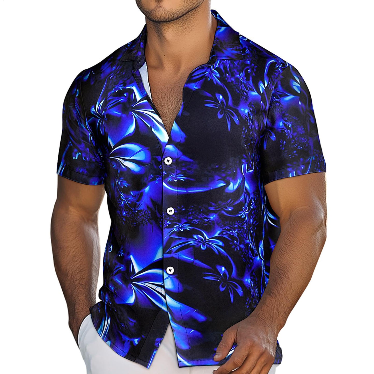 Gradient Floral Short Sleeve Hawaiian Shirt