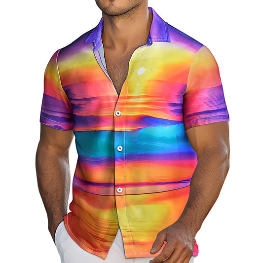 Seaside Sunset Short Sleeve Hawaiian Shirt