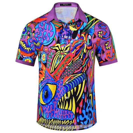 Abstract Short Sleeve Hawaiian Shirt