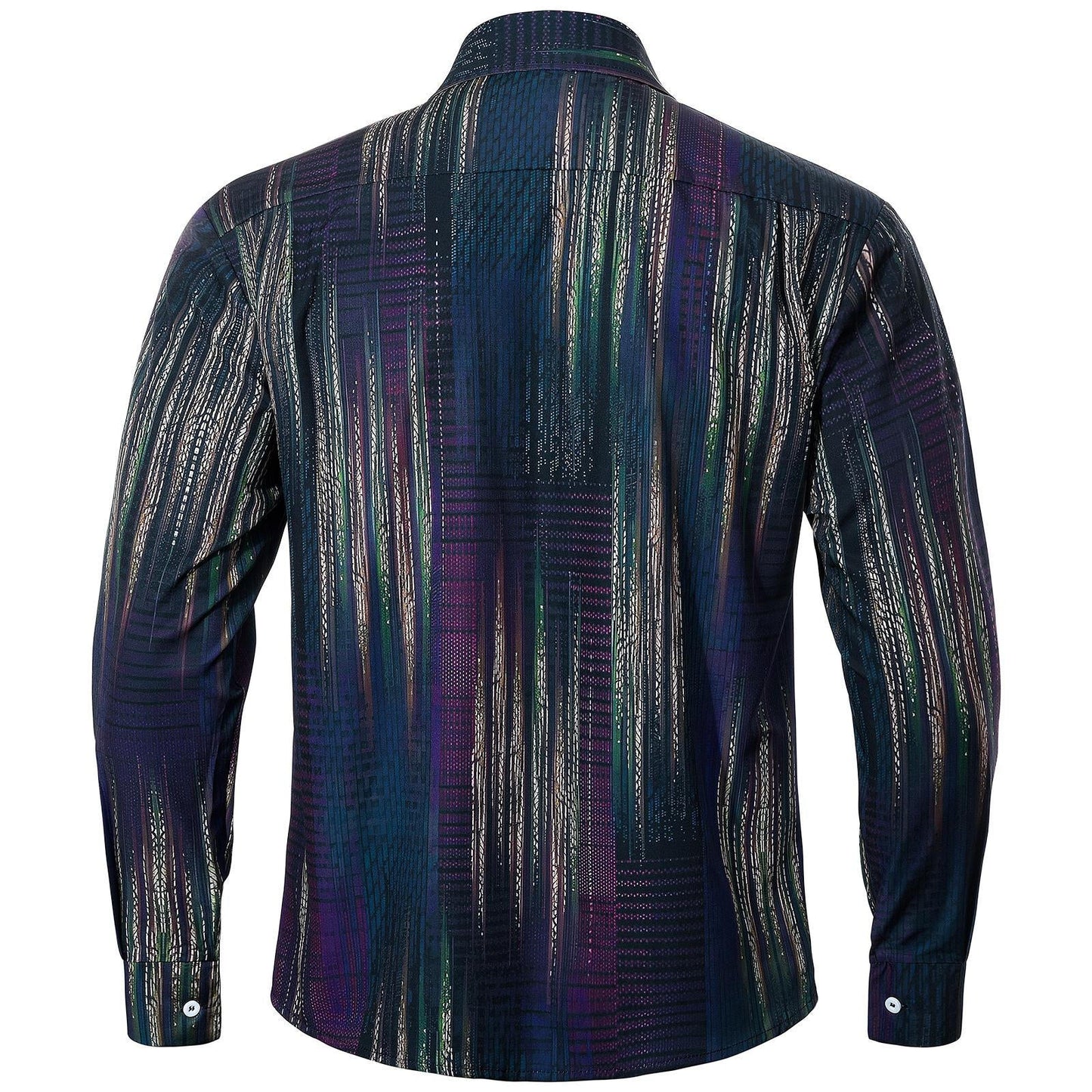 Vintage Geometric Print Men's Pocket Long Sleeve Shirts