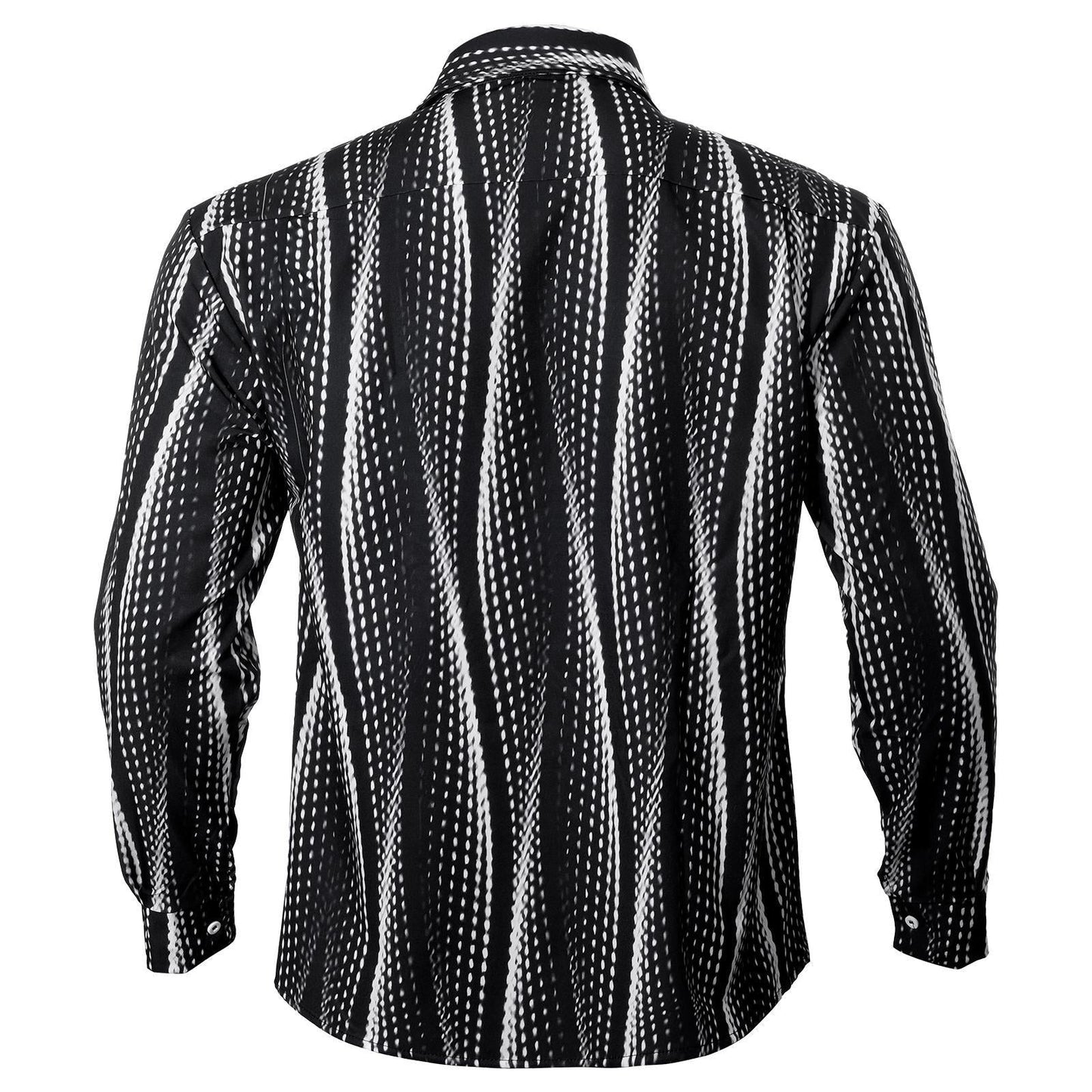 Geometric Stripe Men's Pocket Long Sleeve Shirts