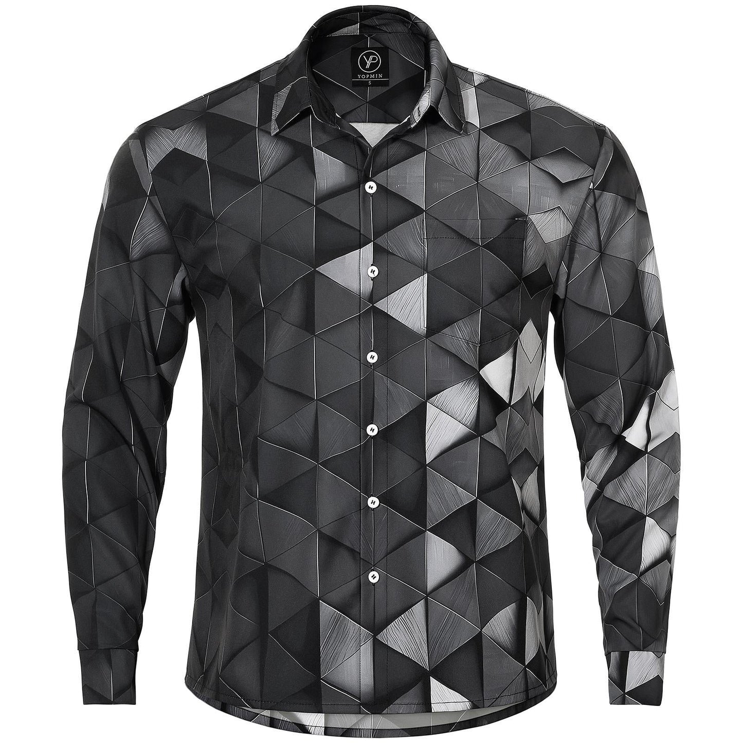 Geometric Men's Pocket Long Sleeve Shirts
