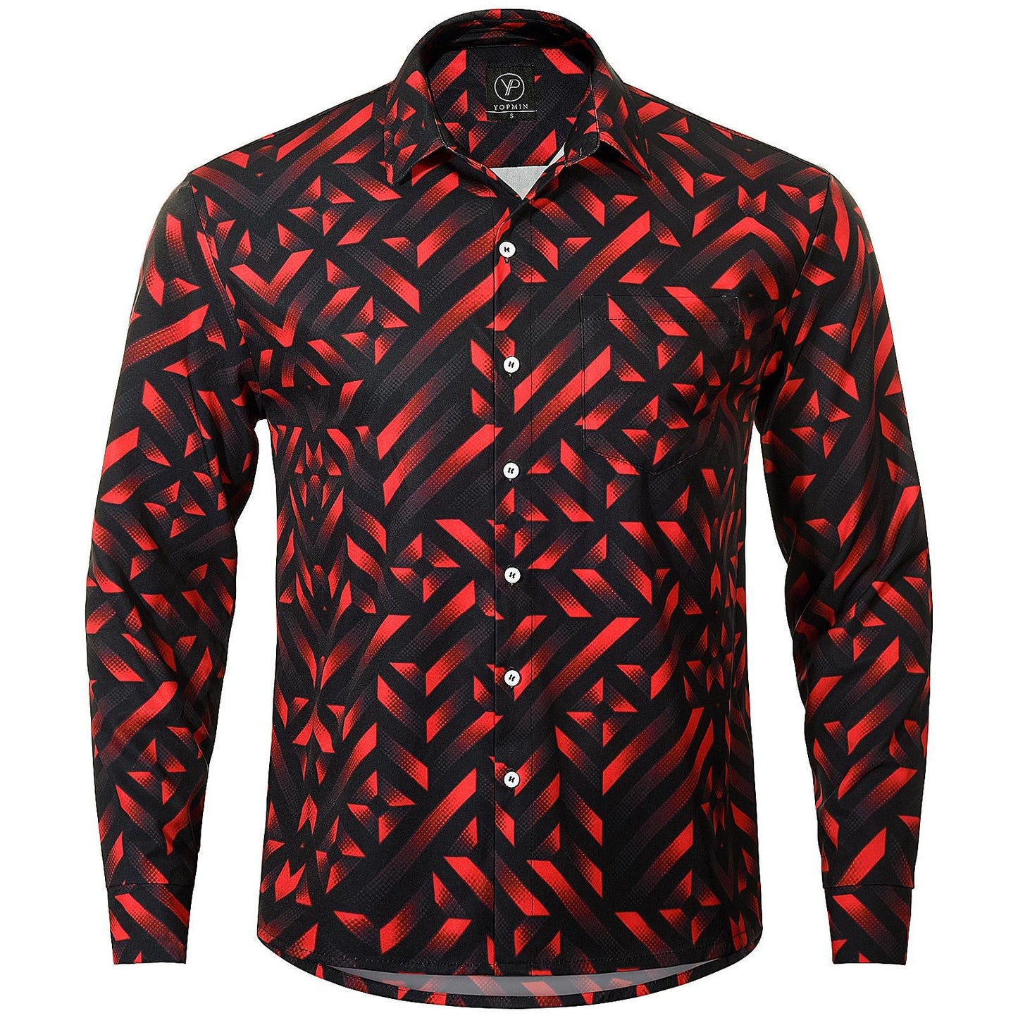 Geometric Men's Pocket Long Sleeve Shirts