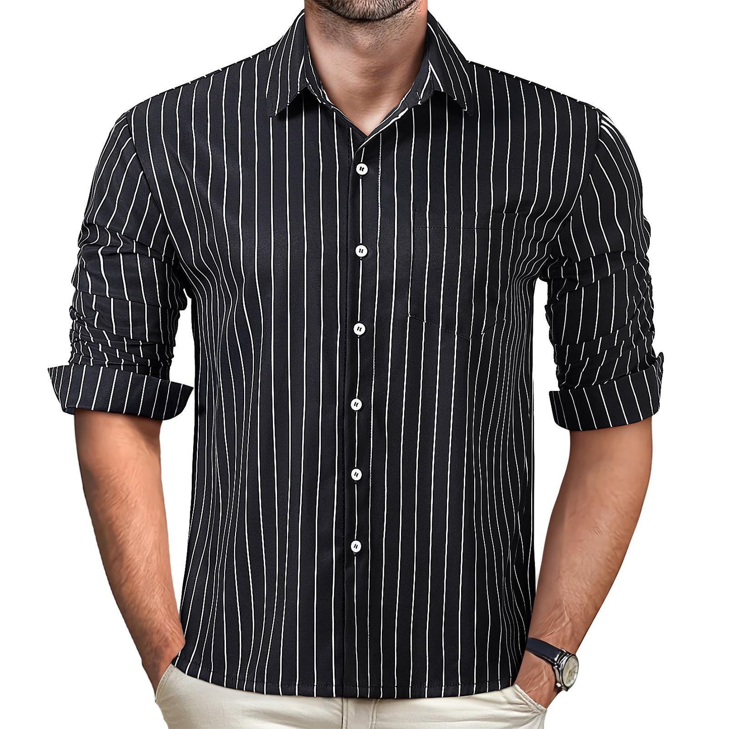 Geometry Men's Pocket Long Sleeve Shirts