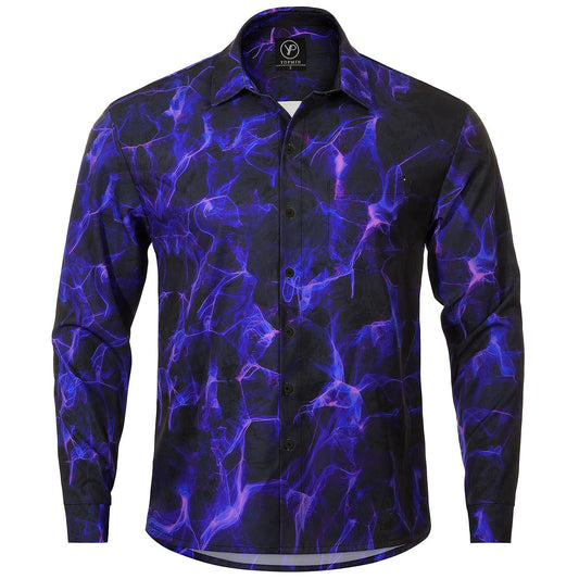 Abstract Print Men's Pocket Long Sleeve Shirts