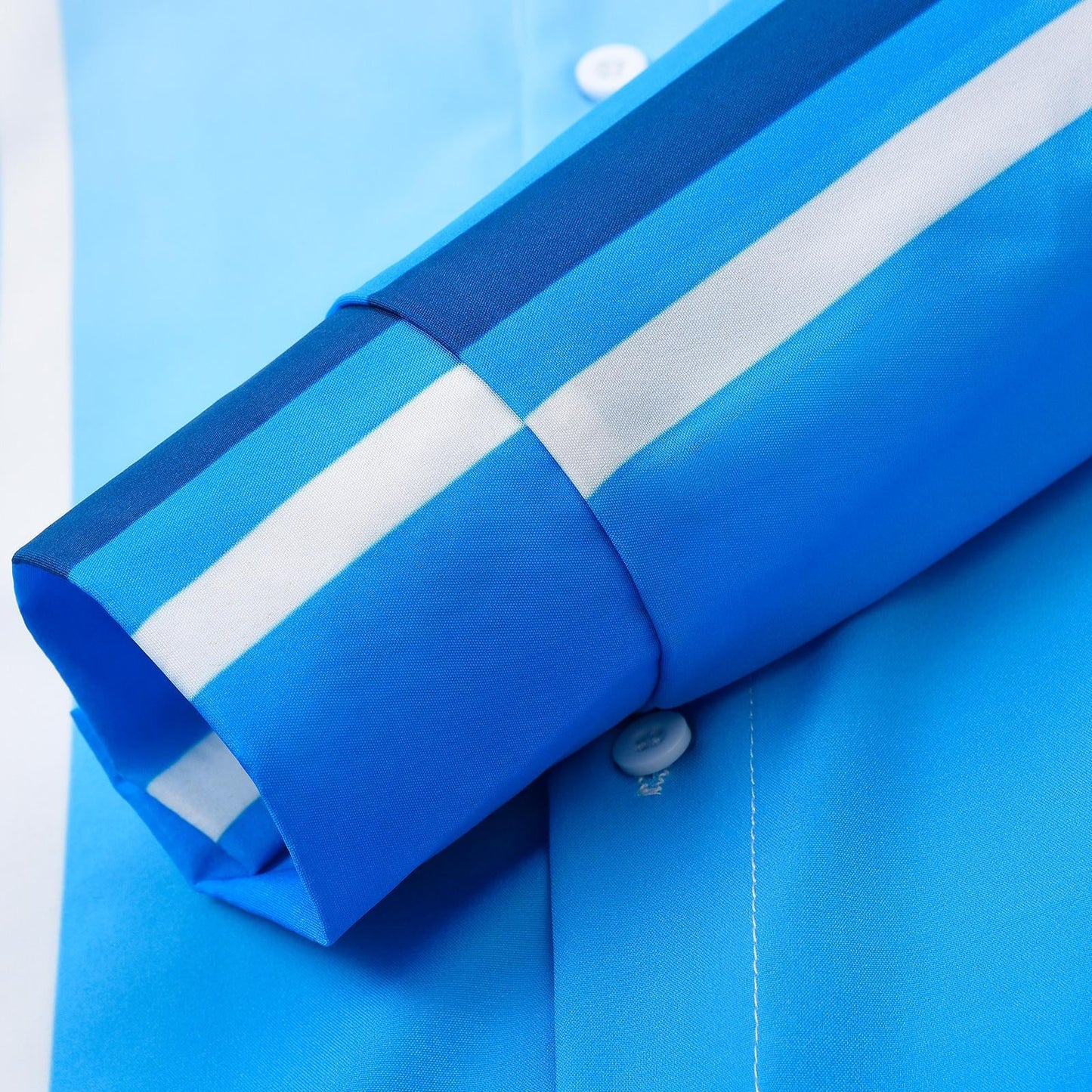 Geometric Stripe Gradient Men's Pocket Long Sleeve Shirts