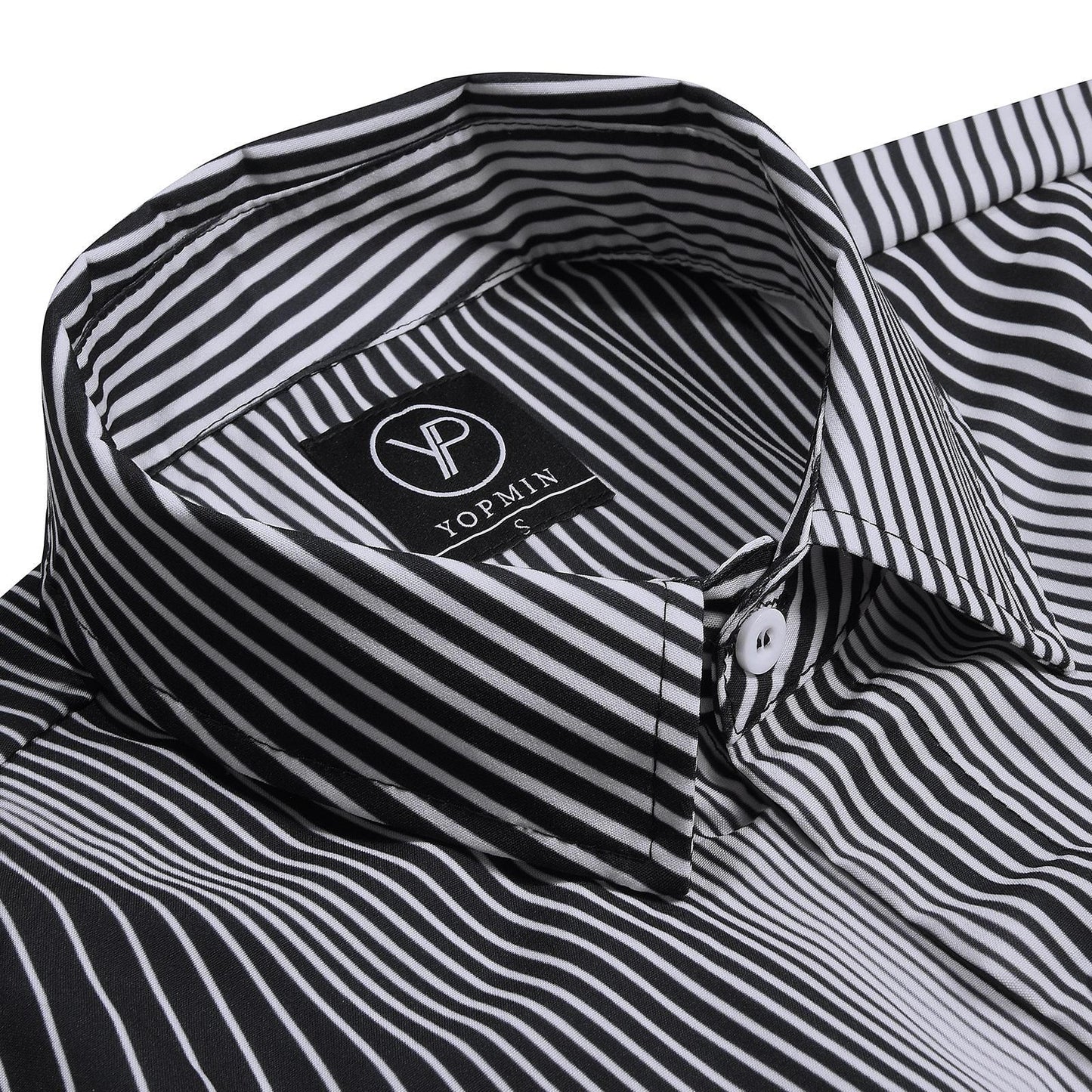 Geometric Stripe Men's Pocket Long Sleeve Shirts