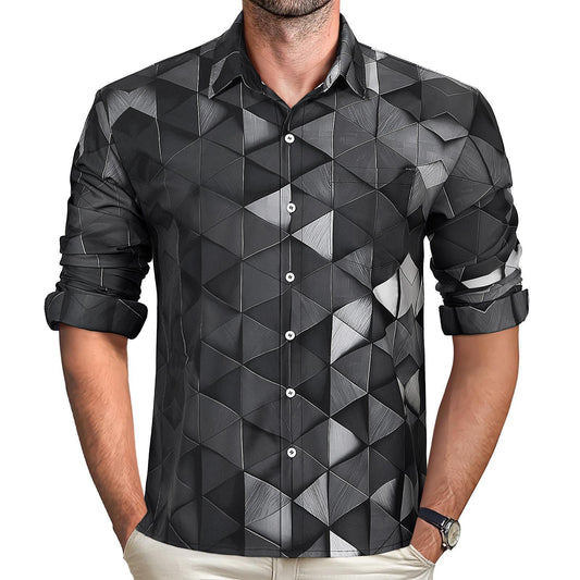 Geometric Men's Pocket Long Sleeve Shirts