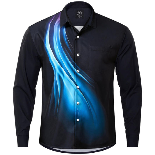 Abstract Gradient Men's Pocket Long Sleeve Shirts