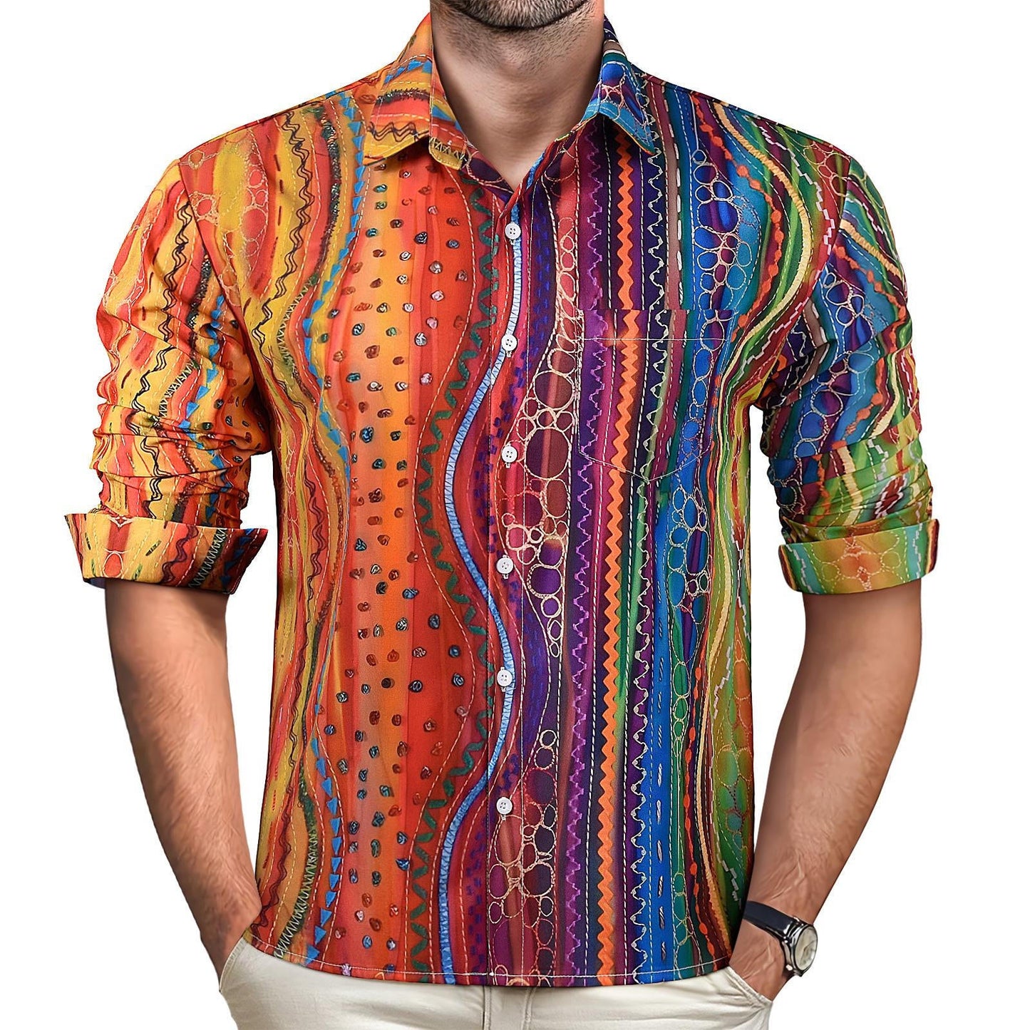 Geometry Men's Pocket Long Sleeve Shirts
