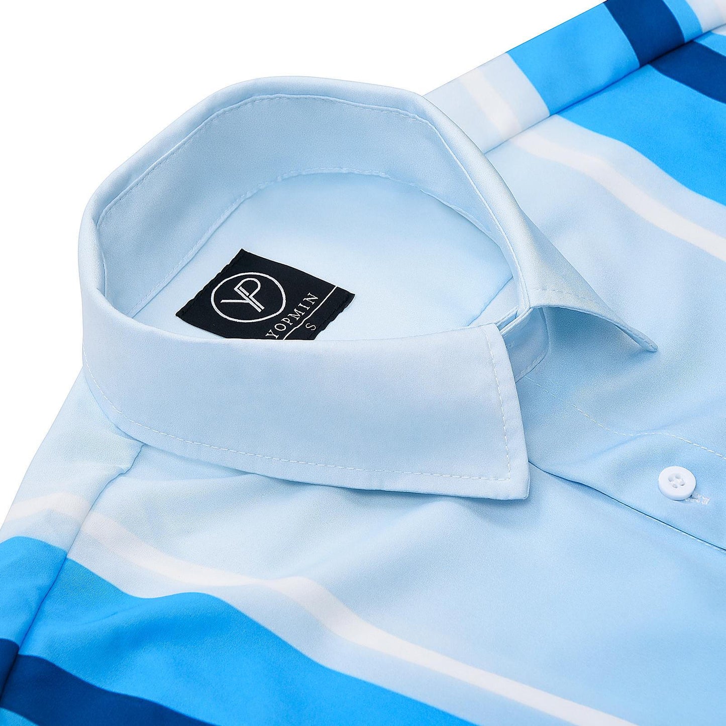Geometric Stripe Gradient Men's Pocket Long Sleeve Shirts