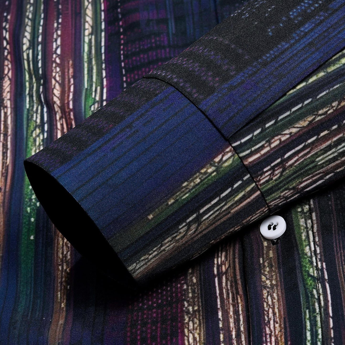 Vintage Geometric Print Men's Pocket Long Sleeve Shirts
