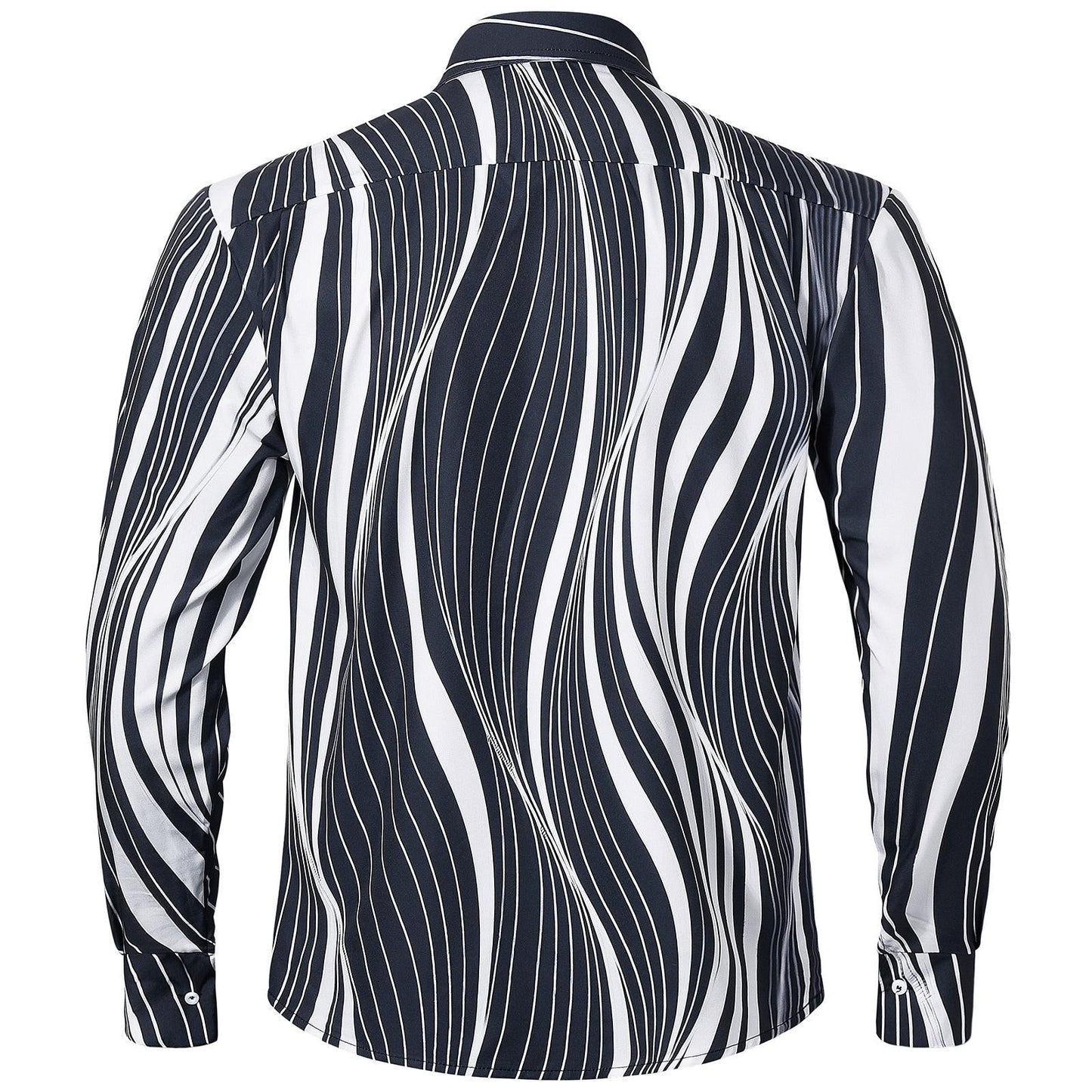 Geometric Stripe Men's Pocket Long Sleeve Shirts