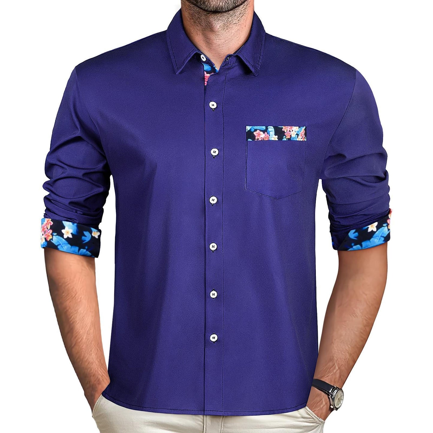 Plant Men's Pocket Long Sleeve Shirts