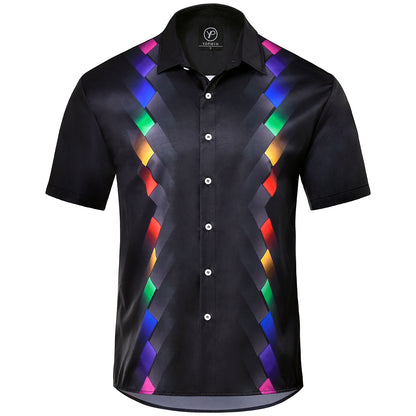 Geometric Print Men's Pocket Short Sleeve Shirts