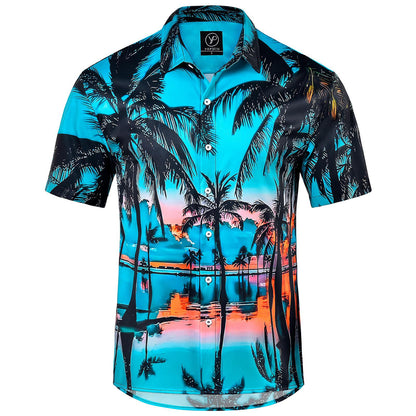 Hawaiian Coconut Tree Beach Men's Shirts With Pocket