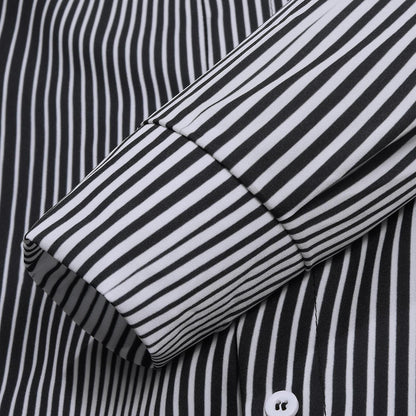 Geometric Stripe Men's Pocket Long Sleeve Shirts