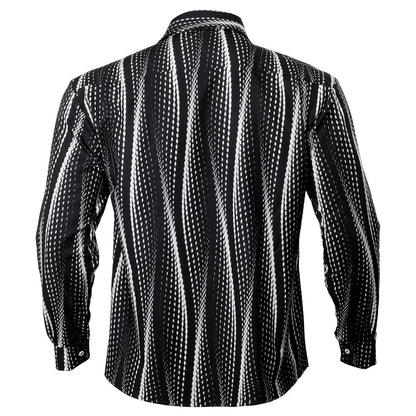 Geometric Stripe Men's Pocket Long Sleeve Shirts