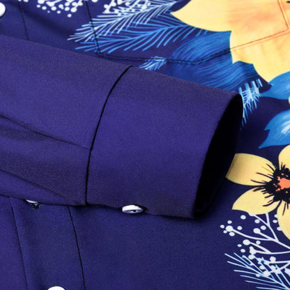 Floral Men's Pocket Long Sleeve Shirts