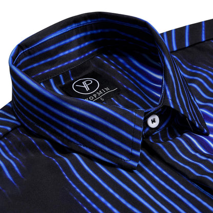 Geometric Stripe Men's Pocket Long Sleeve Shirts
