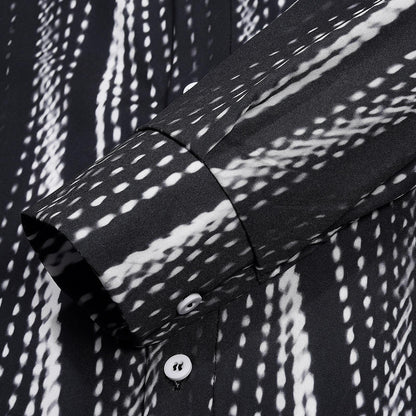 Geometric Stripe Men's Pocket Long Sleeve Shirts