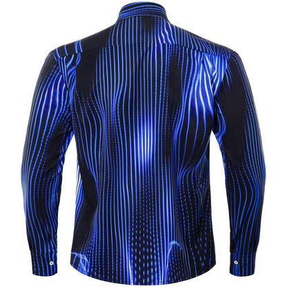 Geometric Stripe Men's Pocket Long Sleeve Shirts