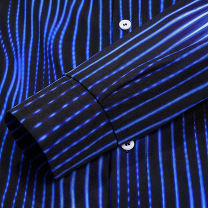 Geometric Stripe Men's Pocket Long Sleeve Shirts