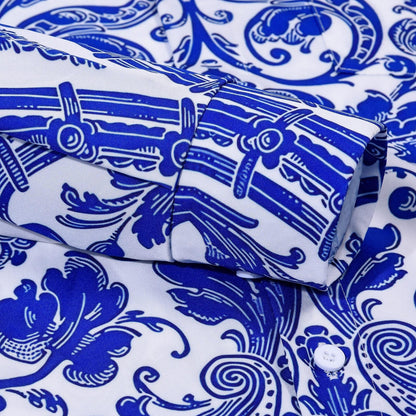 Floral Men's Pocket Long Sleeve Shirts