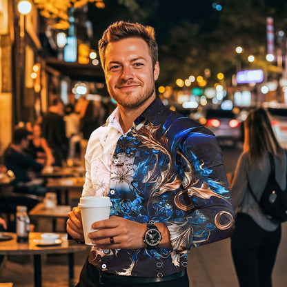 Floral Men's Pocket Long Sleeve Shirts