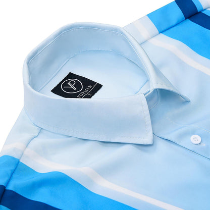 Geometric Stripe Gradient Men's Pocket Long Sleeve Shirts