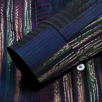 Vintage Geometric Print Men's Pocket Long Sleeve Shirts