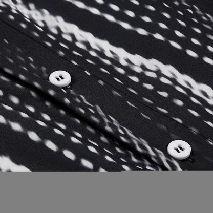 Geometric Stripe Men's Pocket Long Sleeve Shirts