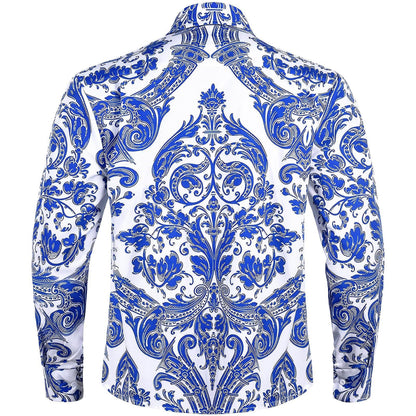 Floral Men's Pocket Long Sleeve Shirts